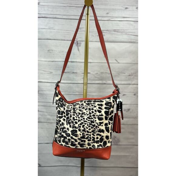 Coach Handbags - Coach Ocelot Cheetah Shoulder Bag Purse Red Black Cream Tassel Hang Tag